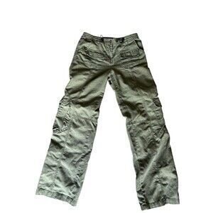 Brandy Melville Y2K Grunge Low Rise 8 Pocket Cargo Pants Olive Army Green Sz 28
